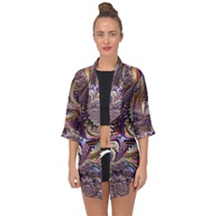 Fractal Artwork Pattern Digital Open Front Chiffon Kimono by Pakrebo