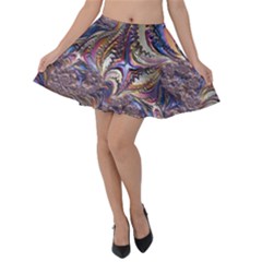 Fractal Artwork Pattern Digital Velvet Skater Skirt by Pakrebo