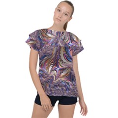 Fractal Artwork Pattern Digital Ruffle Collar Chiffon Blouse