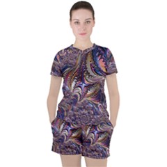 Fractal Artwork Pattern Digital Women s Tee And Shorts Set