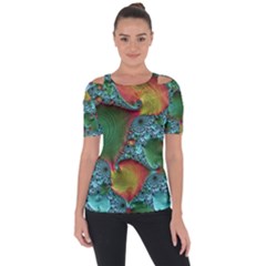 Fractal Art Colorful Pattern Shoulder Cut Out Short Sleeve Top by Pakrebo