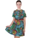 Fractal Art Colorful Pattern Short Sleeve Shoulder Cut Out Dress  View1