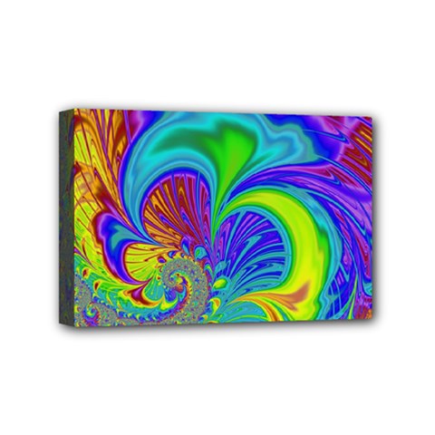 Fractal Neon Art Artwork Fantasy Mini Canvas 6  X 4  (stretched) by Pakrebo