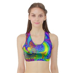 Fractal Neon Art Artwork Fantasy Sports Bra With Border by Pakrebo