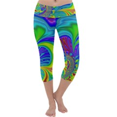 Fractal Neon Art Artwork Fantasy Capri Yoga Leggings by Pakrebo