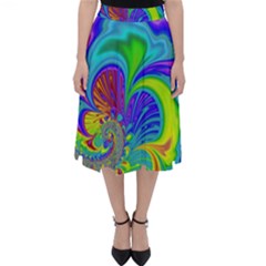 Fractal Neon Art Artwork Fantasy Classic Midi Skirt