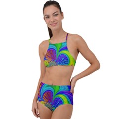 Fractal Neon Art Artwork Fantasy High Waist Tankini Set