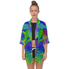 Fractal Neon Art Artwork Fantasy Open Front Chiffon Kimono