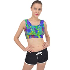 Fractal Neon Art Artwork Fantasy V-back Sports Bra