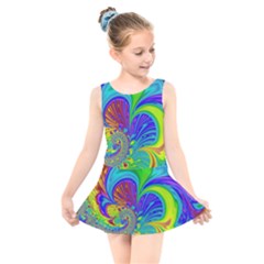 Fractal Neon Art Artwork Fantasy Kids  Skater Dress Swimsuit