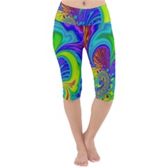 Fractal Neon Art Artwork Fantasy Lightweight Velour Cropped Yoga Leggings by Pakrebo