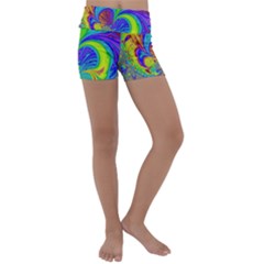 Fractal Neon Art Artwork Fantasy Kids  Lightweight Velour Yoga Shorts