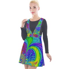 Fractal Neon Art Artwork Fantasy Plunge Pinafore Velour Dress