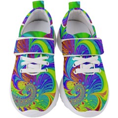 Fractal Neon Art Artwork Fantasy Kids  Velcro Strap Shoes