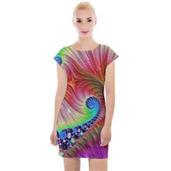 Fractal Art Fractal Colorful Cap Sleeve Bodycon Dress by Pakrebo