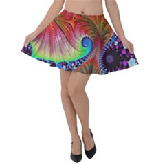 Fractal Art Fractal Colorful Velvet Skater Skirt