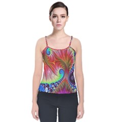 Fractal Art Fractal Colorful Velvet Spaghetti Strap Top