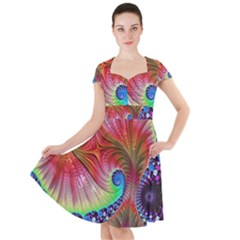 Fractal Art Fractal Colorful Cap Sleeve Midi Dress