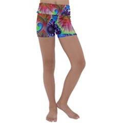 Fractal Art Fractal Colorful Kids  Lightweight Velour Yoga Shorts