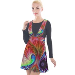 Fractal Art Fractal Colorful Plunge Pinafore Velour Dress