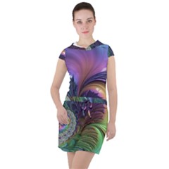 Fractal Artwork Art Swirl Vortex Drawstring Hooded Dress