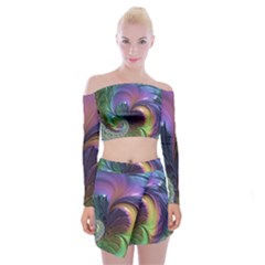 Fractal Artwork Art Swirl Vortex Off Shoulder Top With Mini Skirt Set by Pakrebo