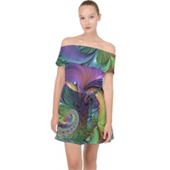 Fractal Artwork Art Swirl Vortex Off Shoulder Chiffon Dress