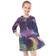 Fractal Artwork Art Swirl Vortex Kids  Quarter Sleeve Shirt Dress