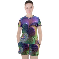 Fractal Artwork Art Swirl Vortex Women s Tee And Shorts Set