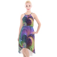 Fractal Artwork Art Swirl Vortex High-low Halter Chiffon Dress 