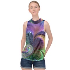 Fractal Artwork Art Swirl Vortex High Neck Satin Top