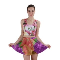 Fractal Purple Green Orange Yellow Mini Skirt by Pakrebo