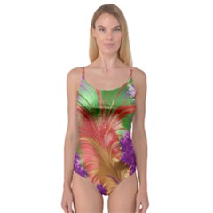 Fractal Purple Green Orange Yellow Camisole Leotard  by Pakrebo