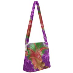 Fractal Purple Green Orange Yellow Zipper Messenger Bag