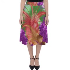 Fractal Purple Green Orange Yellow Classic Midi Skirt