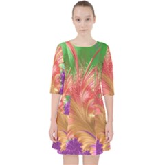 Fractal Purple Green Orange Yellow Pocket Dress