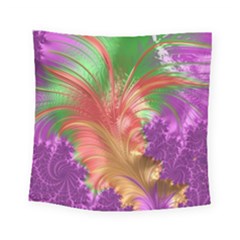 Fractal Purple Green Orange Yellow Square Tapestry (small) by Pakrebo