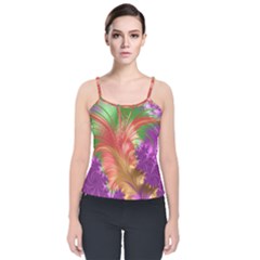 Fractal Purple Green Orange Yellow Velvet Spaghetti Strap Top