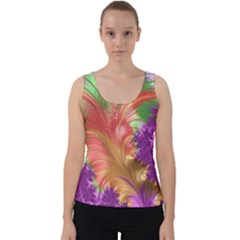 Fractal Purple Green Orange Yellow Velvet Tank Top