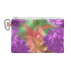 Fractal Purple Green Orange Yellow Canvas Cosmetic Bag (large)