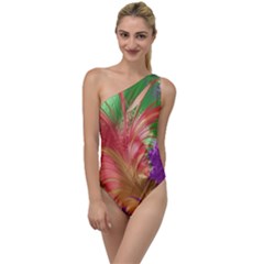 Fractal Purple Green Orange Yellow To One Side Swimsuit