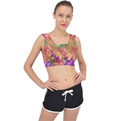 Fractal Purple Green Orange Yellow V-back Sports Bra