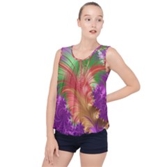 Fractal Purple Green Orange Yellow Bubble Hem Chiffon Tank Top