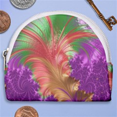 Fractal Purple Green Orange Yellow Horseshoe Style Canvas Pouch