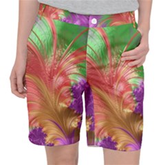 Fractal Purple Green Orange Yellow Pocket Shorts