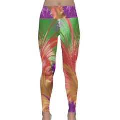 Fractal Purple Green Orange Yellow Lightweight Velour Classic Yoga Leggings