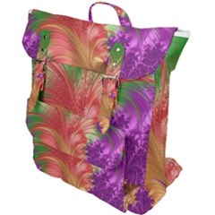 Fractal Purple Green Orange Yellow Buckle Up Backpack