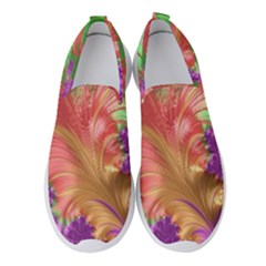 Fractal Purple Green Orange Yellow Women s Slip On Sneakers