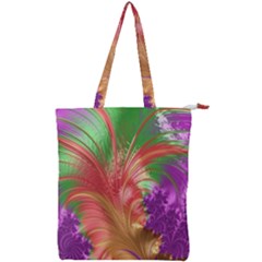 Fractal Purple Green Orange Yellow Double Zip Up Tote Bag