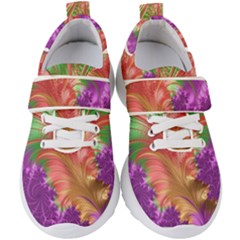 Fractal Purple Green Orange Yellow Kids  Velcro Strap Shoes